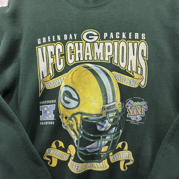 Vintage Green Bay Packers Sweater Mens XL NFL NFC Champions Super Bowl XXXI 90s - Picture 2 of 10